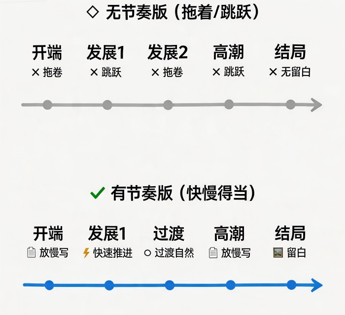 AI写小说的“节奏感”：怎么让AI生成的故事情节不拖沓、不跳戏