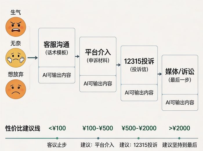 用AI做投诉维权：从客服话术到12315投诉，一套让商家认真处理你的方案